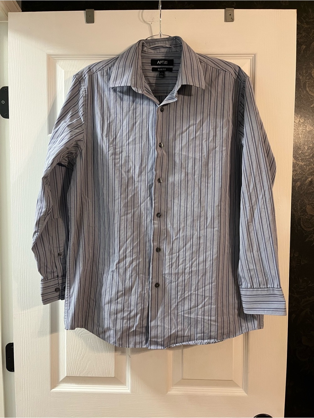 Apt. 9 Blue and Navy Vertical Stripe Dress Shirt